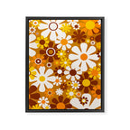 Retro Garden Flowers Groovy 60s 70s Floral Pattern Ochre Yellow Orange Brown Framed Canvas Print Gallery Image 8