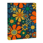 Retro Garden Flowers Groovy 60s 70s Floral Pattern Orange Blue Green Mustard Canvas Print Gallery Image 8