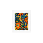 Retro Garden Flowers Groovy 60s 70s Floral Pattern Orange Blue Green Mustard Art Print Gallery Image 1