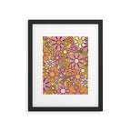 Retro Garden Flowers Groovy 60s 70s Floral Pattern Pink Orange Yellow Black Framed Art Print Gallery Image 6