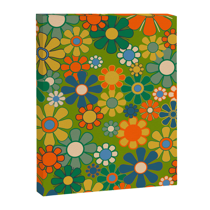 Retro Garden Flowers Groovy 60s 70s Multicolor Floral Pattern Canvas Print Gallery Image 1