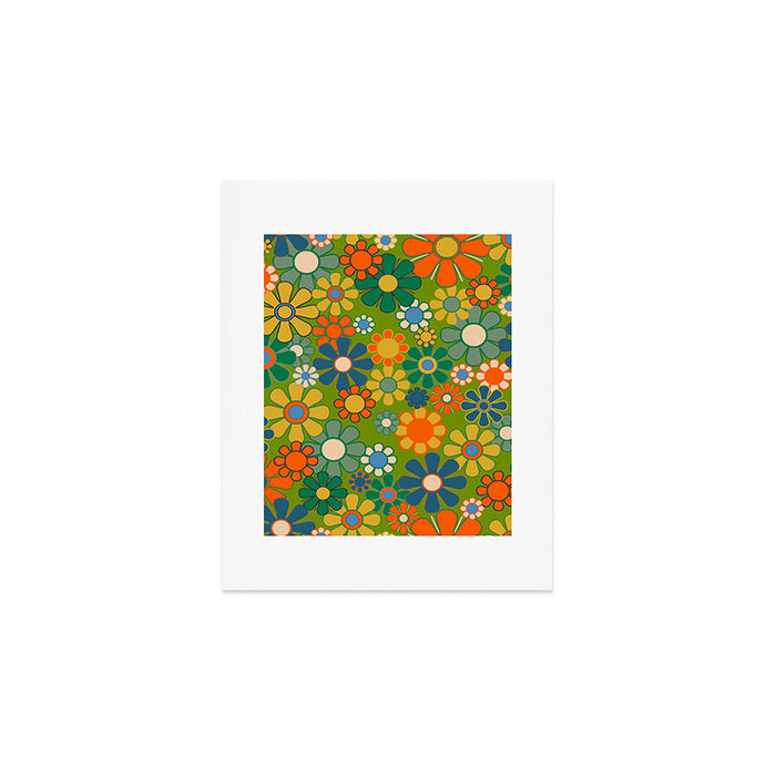Retro Garden Flowers Groovy 60s 70s Multicolor Floral Pattern Art Print Gallery Image 1