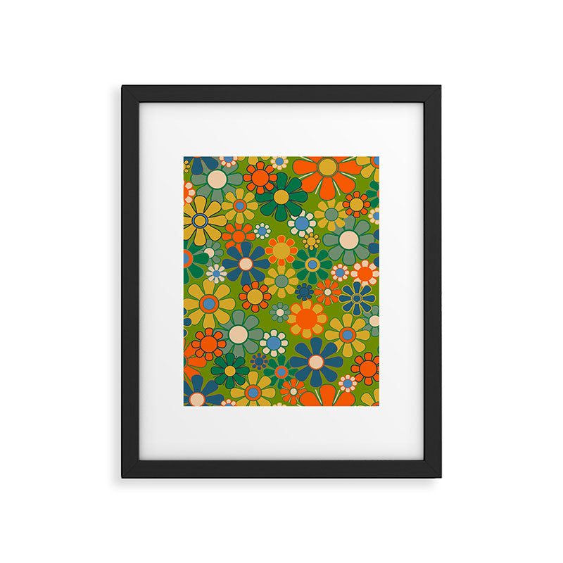 Retro Garden Flowers Groovy 60s 70s Multicolor Floral Pattern Framed Art Print Gallery Image 6
