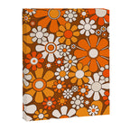 Retro Garden Flowers Groovy Floral Cheerful 60s 70s Pattern in 1970s Orange Brown Beige Canvas Print Gallery Image 8