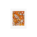 Retro Garden Flowers Groovy Floral Cheerful 60s 70s Pattern in 1970s Orange Brown Beige Art Print Gallery Image 1