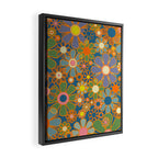 Retro Garden Flowers Vintage 60s 70s Aesthetic Blue Floral Pattern Framed Canvas Print Gallery Image 2