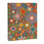 Retro Garden Flowers Vintage 60s 70s Aesthetic Floral Pattern on Blue Canvas Print Gallery Image 8