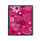 Retro Garden Gingham Flowers Hot Pink Magenta Abstract Floral Pattern Framed Canvas Print Gallery Image 8