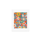 Retro Garden Gingham Flowers Vivid 60s 70s Floral Pattern Art Print Gallery Image 1