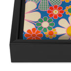 Retro Garden Gingham Flowers Vivid 60s 70s Floral Pattern Framed Canvas Print Gallery Image 3