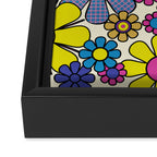 Retro Garden Groovy Maximalist Gingham Flowers 60s 70s Floral Pattern Framed Canvas Print Gallery Image 3