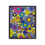 Retro Garden Groovy Maximalist Gingham Flowers 60s 70s Floral Pattern Framed Canvas Print Gallery Image 8