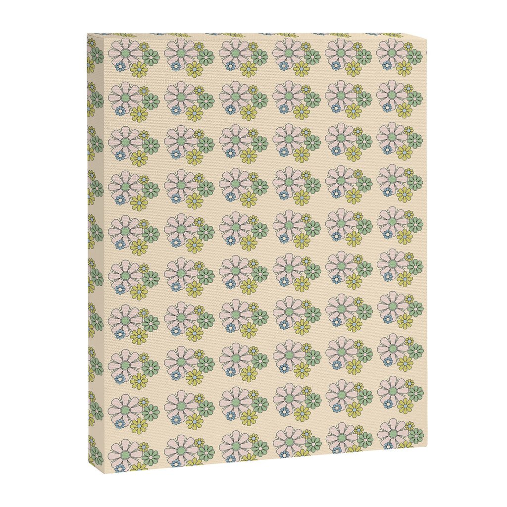 Retro Garden Party 60s 70s Geometric Floral Grid Pastel Pattern Canvas Print Gallery Image 8