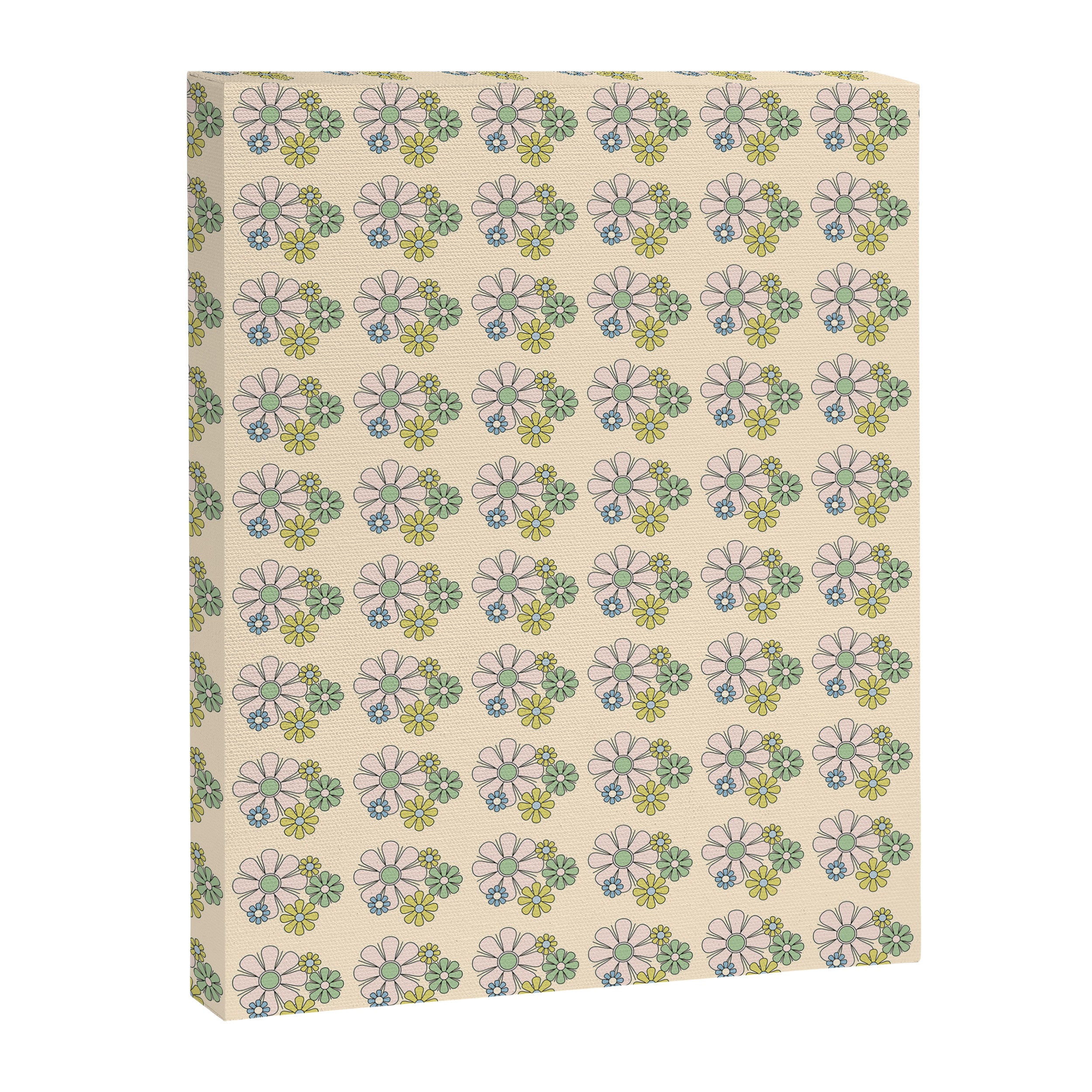 Retro Garden Party 60s 70s Geometric Floral Grid Pastel Pattern Canvas Print Gallery Image 8