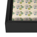 Retro Garden Party 60s 70s Geometric Floral Grid Pastel Pattern Framed Canvas Print Gallery Image 3