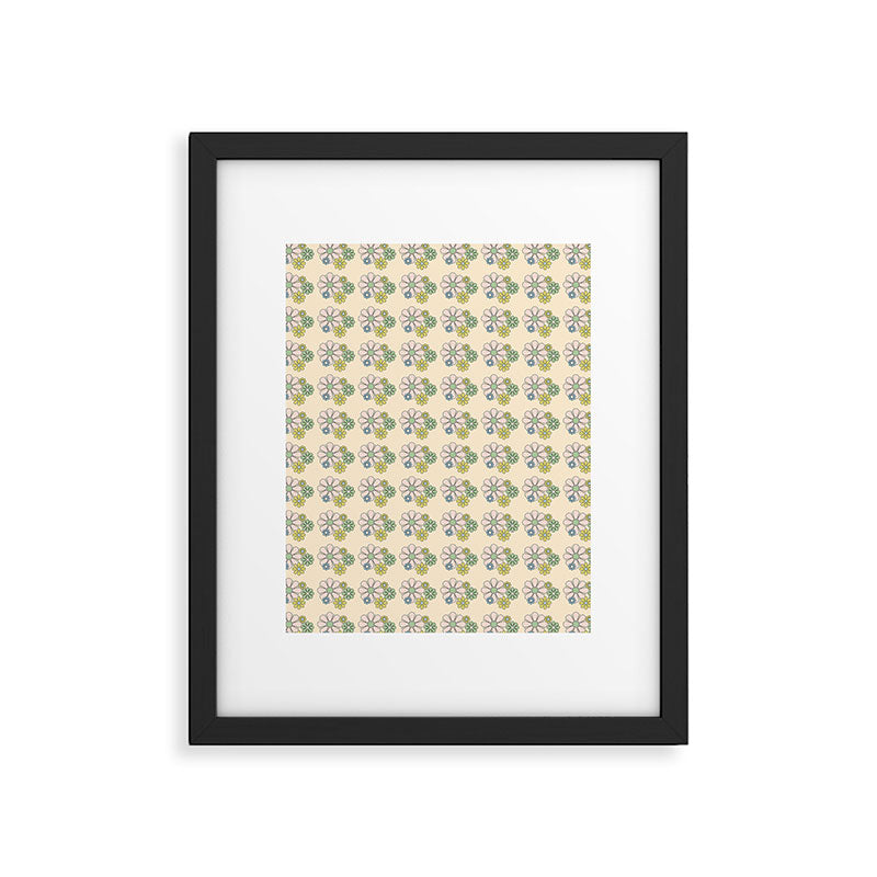 Retro Garden Party 60s 70s Geometric Floral Grid Pastel Pattern Framed Art Print Gallery Image 6
