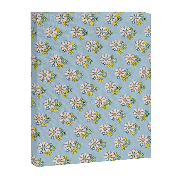 Retro Garden Party 60s 70s Geometric Floral Pattern in Pastel Blue Pink Green Canvas Print Gallery Image 1