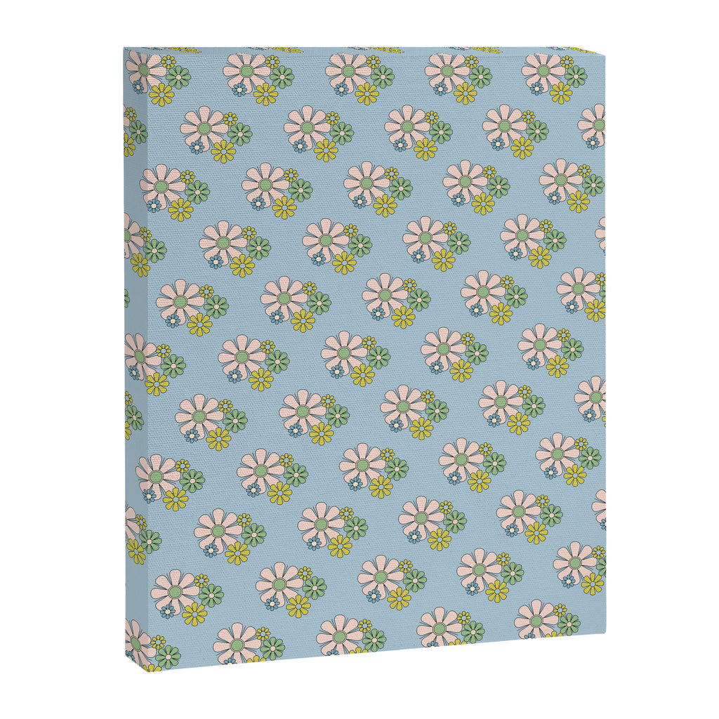 Retro Garden Party 60s 70s Geometric Floral Pattern in Pastel Blue Pink Green Canvas Print Gallery Image 8