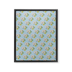 Retro Garden Party 60s 70s Geometric Floral Pattern in Pastel Blue Pink Green Framed Canvas Print Gallery Image 8
