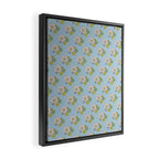 Retro Garden Party 60s 70s Geometric Floral Pattern in Pastel Blue Pink Green Framed Canvas Print Gallery Image 2