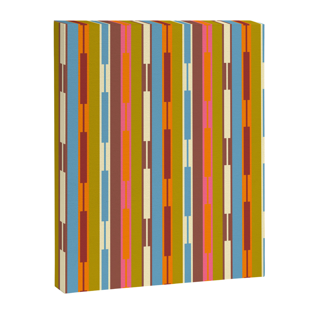 Retro Geo Chain Vertical Block Stripes Geometric Pattern Canvas Print Gallery Image 8