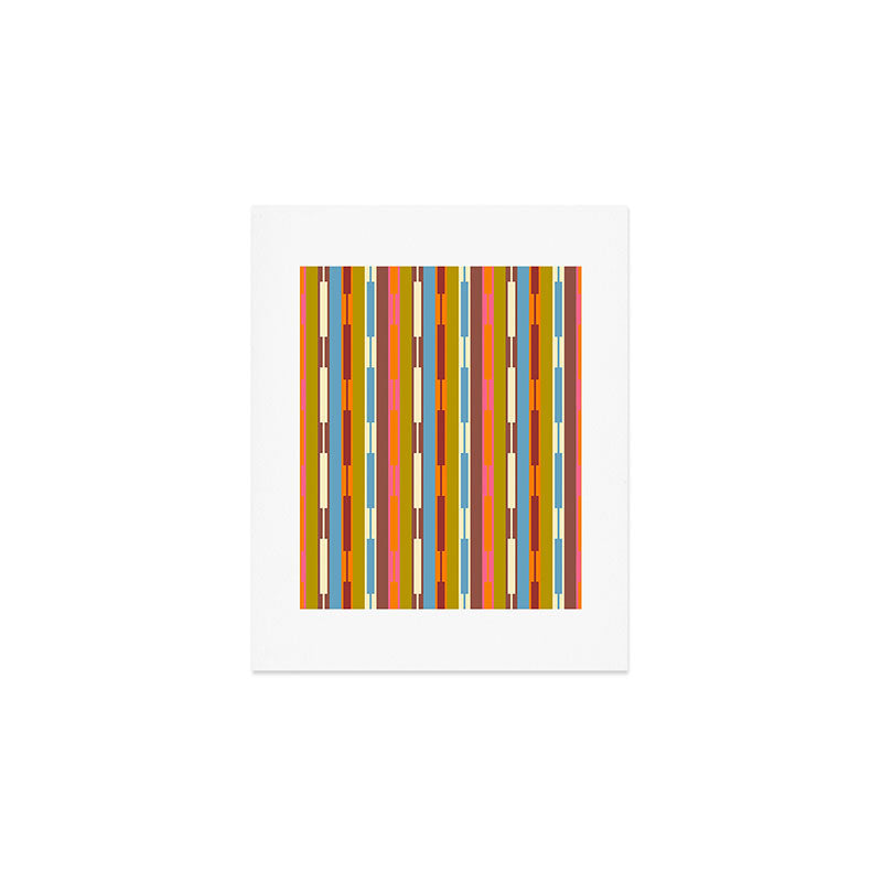 Retro Geo Chain Vertical Block Stripes Geometric Pattern Art Print Gallery Image 1