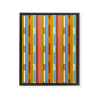 Retro Geo Chain Vertical Block Stripes Geometric Pattern Framed Canvas Print Gallery Image 8
