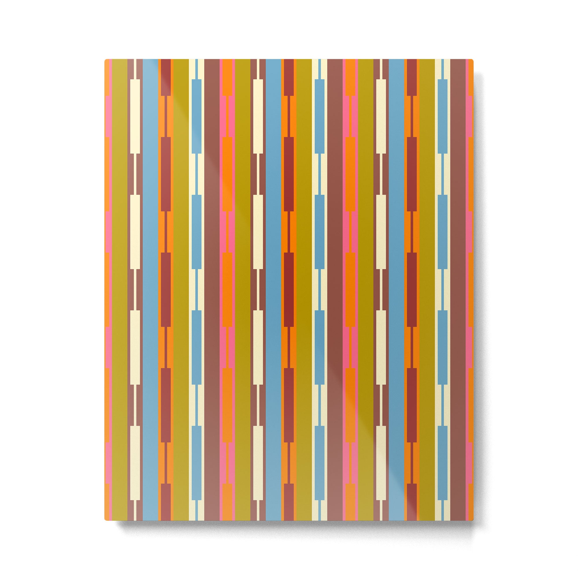 Retro Geo Chain Vertical Block Stripes Geometric Pattern Metal Print Gallery Image 6
