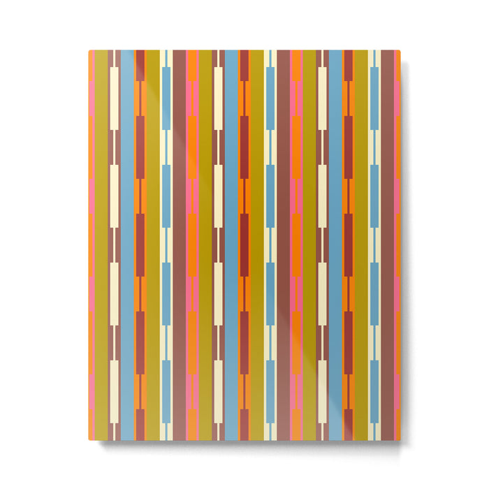 Retro Geo Chain Vertical Block Stripes Geometric Pattern Metal Print Gallery Image 1