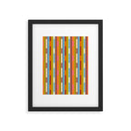 Retro Geo Chain Vertical Block Stripes Geometric Pattern Framed Art Print Gallery Image 6