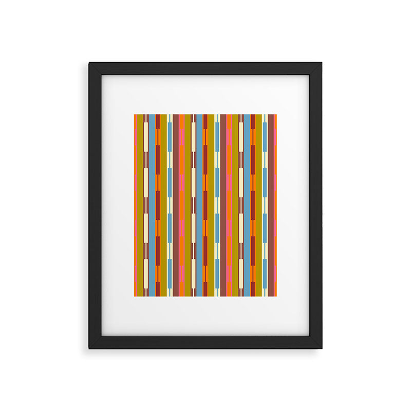 Retro Geo Chain Vertical Block Stripes Geometric Pattern Framed Art Print Gallery Image 6