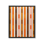 Retro Geo Chain Vertical Block Stripes Pattern in 70s Brown Orange Cream Beige Framed Canvas Print Gallery Image 8