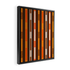Retro Geo Chain Vertical Stripes Geometric Color Block Pattern in 70s Brown and Orange Framed Canvas Print Gallery Image 2