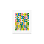 Retro Geometric Mid Century Modern Rektangel Pattern Yellow Blue Pink Green Art Print Gallery Image 1