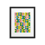 Retro Geometric Mid Century Modern Rektangel Pattern Yellow Blue Pink Green Framed Art Print Gallery Image 6
