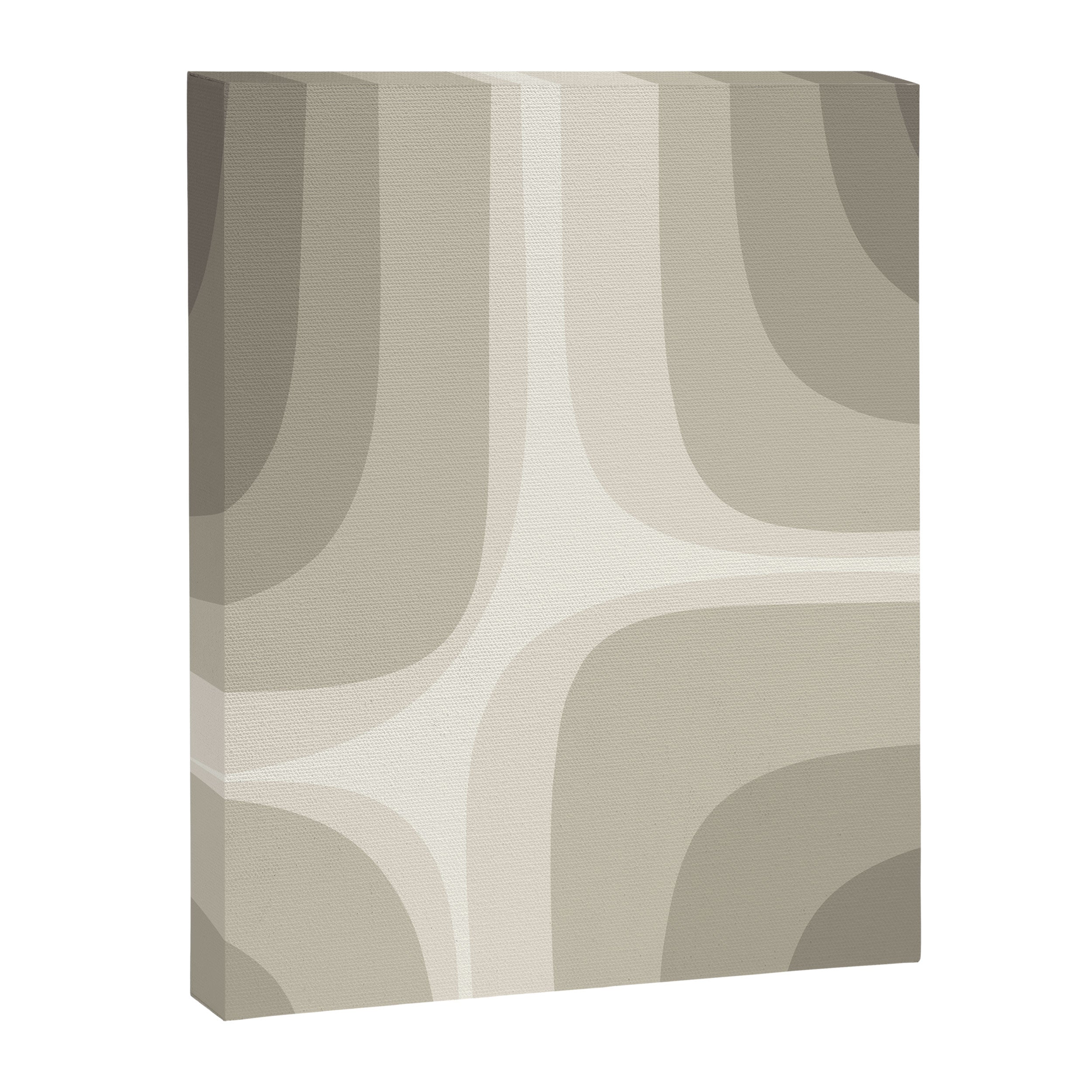 Retro Groove Abstract Minimalist Pattern Greige Taupe Cream Canvas Print Gallery Image 6
