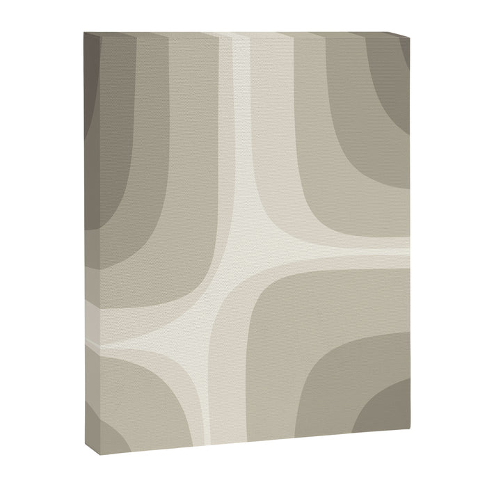 Retro Groove Abstract Minimalist Pattern Greige Taupe Cream Canvas Print Gallery Image 1