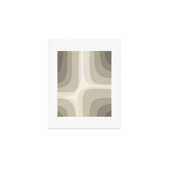 Retro Groove Abstract Minimalist Pattern Greige Taupe Cream Art Print Gallery Image 1