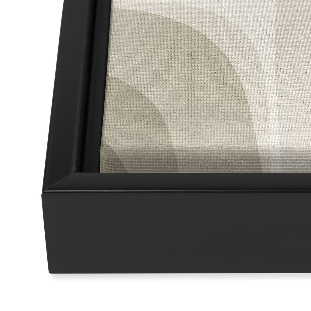 Retro Groove Abstract Minimalist Pattern Greige Taupe Cream Framed Canvas Print Gallery Image 3