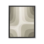 Retro Groove Abstract Minimalist Pattern Greige Taupe Cream Framed Canvas Print Gallery Image 6