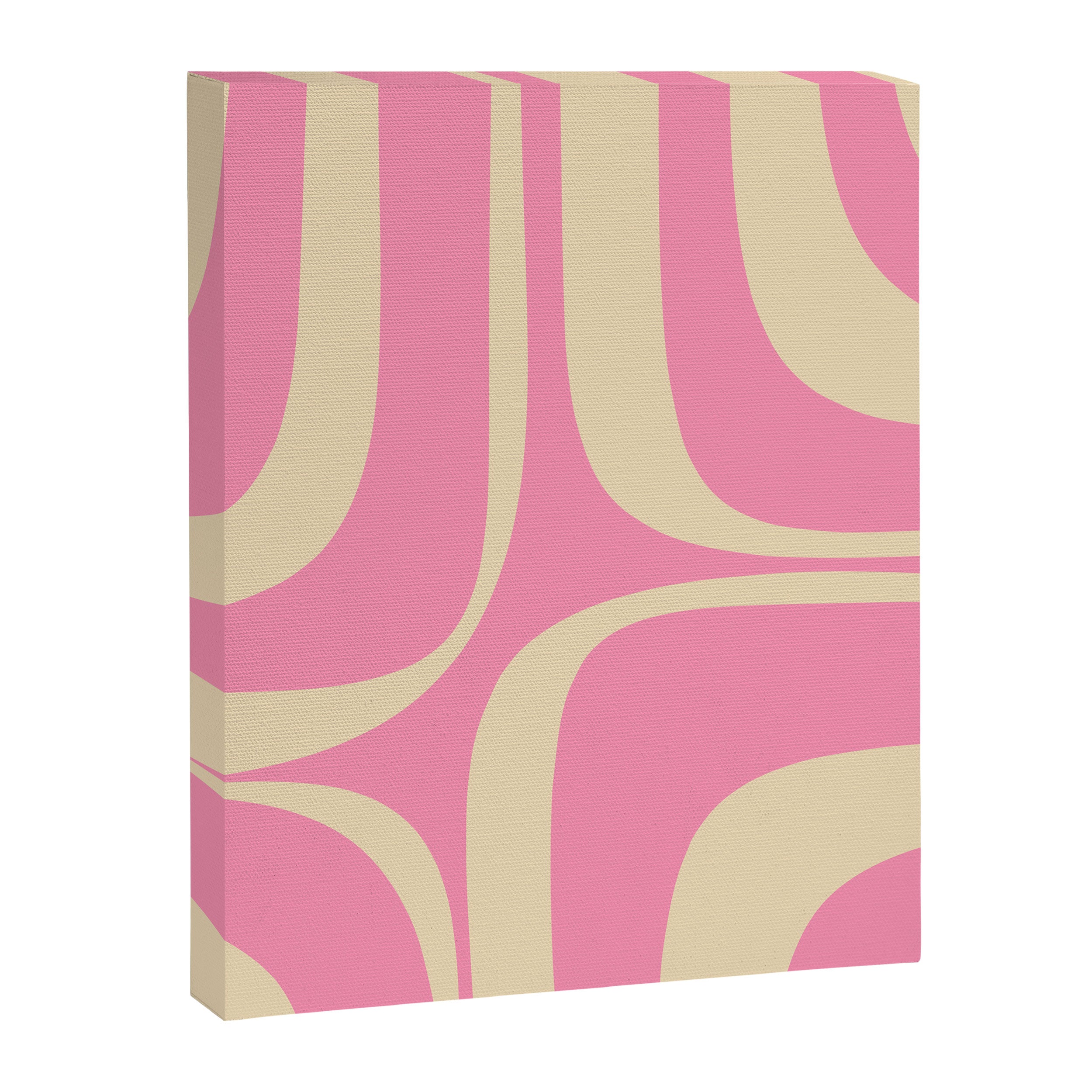 Retro Groove Abstract Pattern in Pink Cream Canvas Print Gallery Image 6