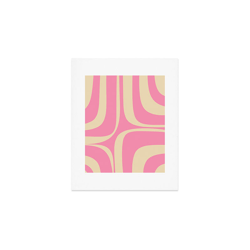 Retro Groove Abstract Pattern in Pink Cream Art Print Gallery Image 1