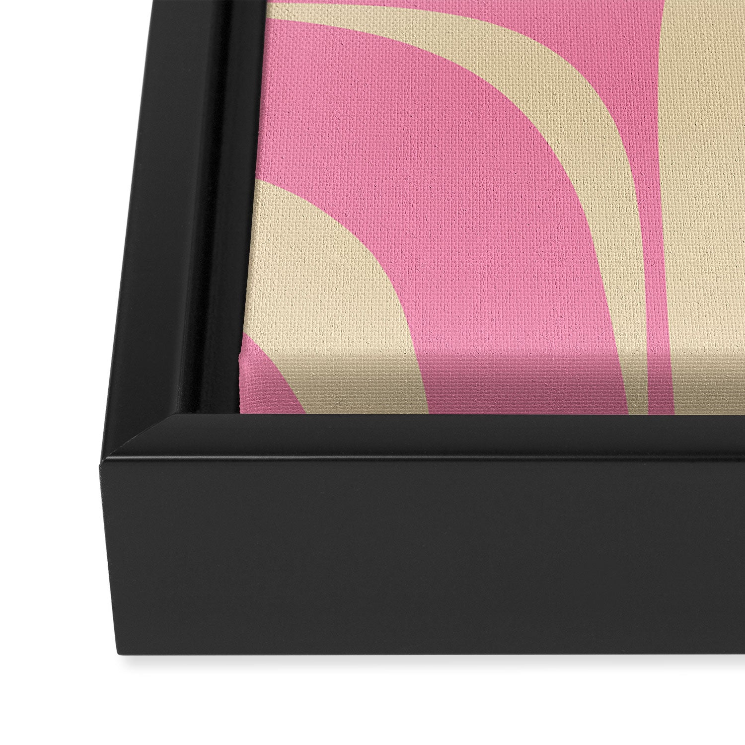 Retro Groove Abstract Pattern in Pink Cream Framed Canvas Print Gallery Image 3