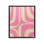 Retro Groove Abstract Pattern in Pink Cream Framed Canvas Print Gallery Image 6