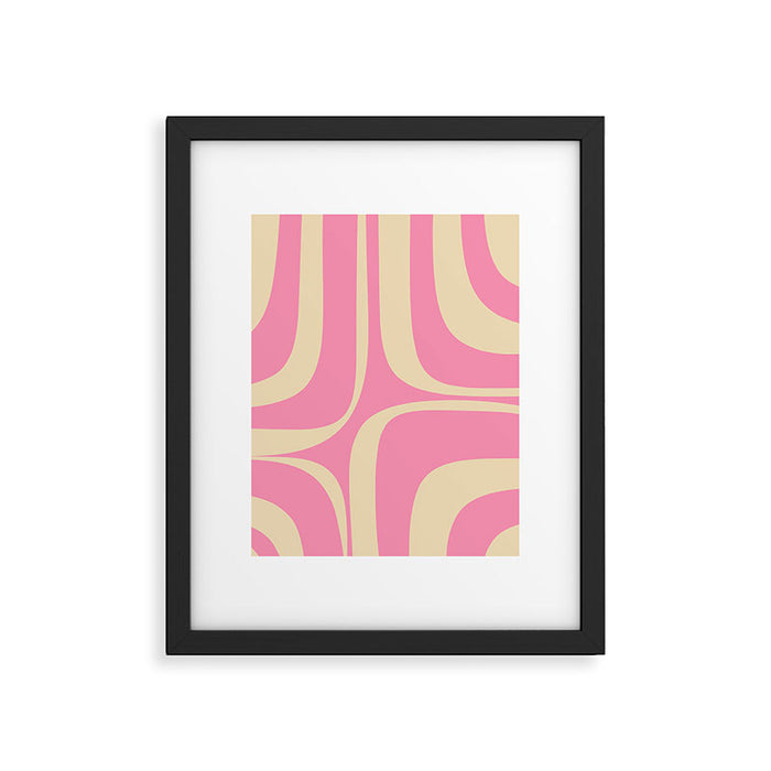 Retro Groove Abstract Pattern in Pink Cream Framed Art Print Gallery Image 1
