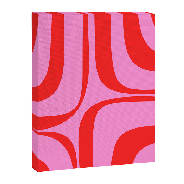Retro Groove Abstract Pattern in Preppy Pink and Red Canvas Print Gallery Image 1