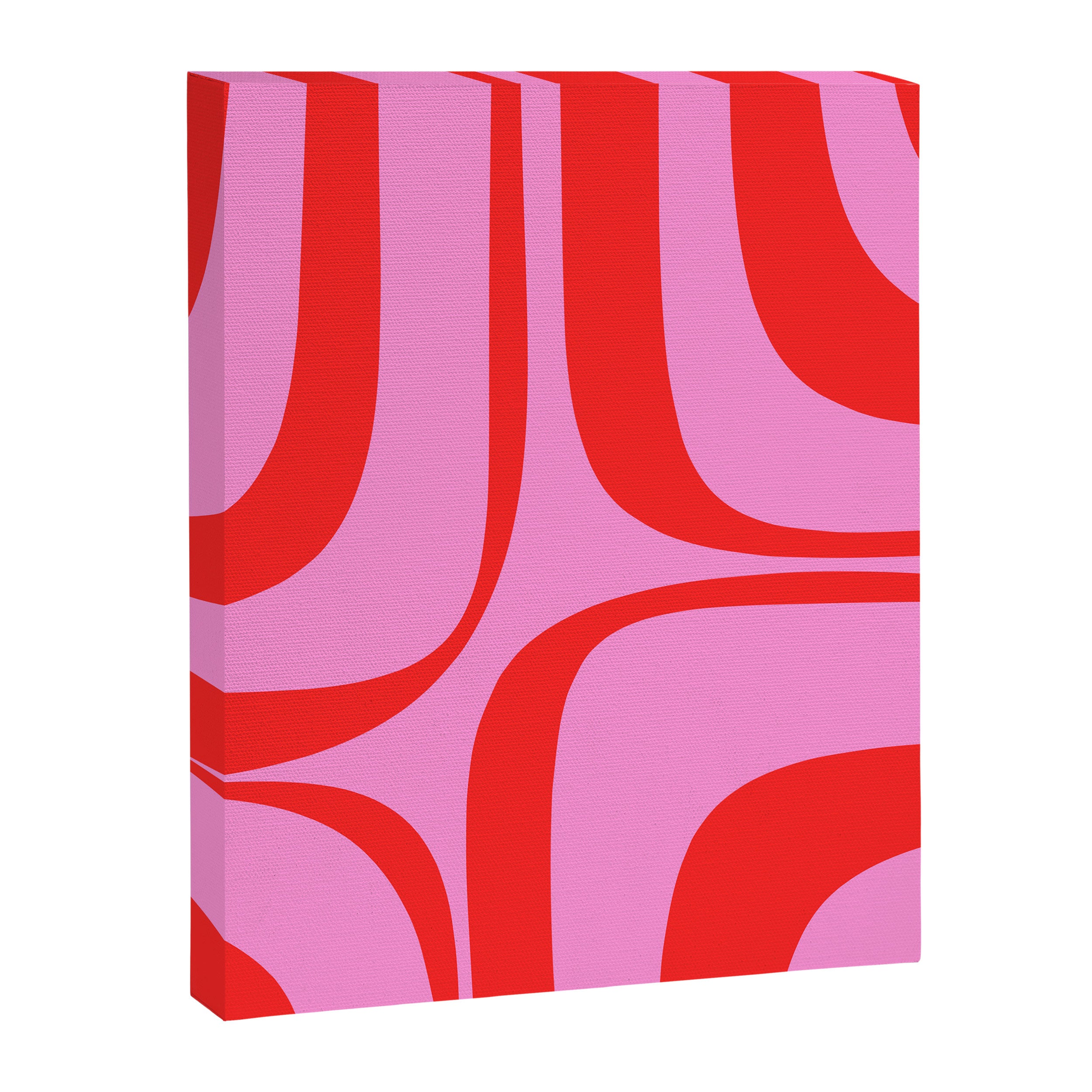 Retro Groove Abstract Pattern in Preppy Pink and Red Canvas Print Gallery Image 6