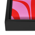 Retro Groove Abstract Pattern in Preppy Pink and Red Framed Canvas Print Gallery Image 3