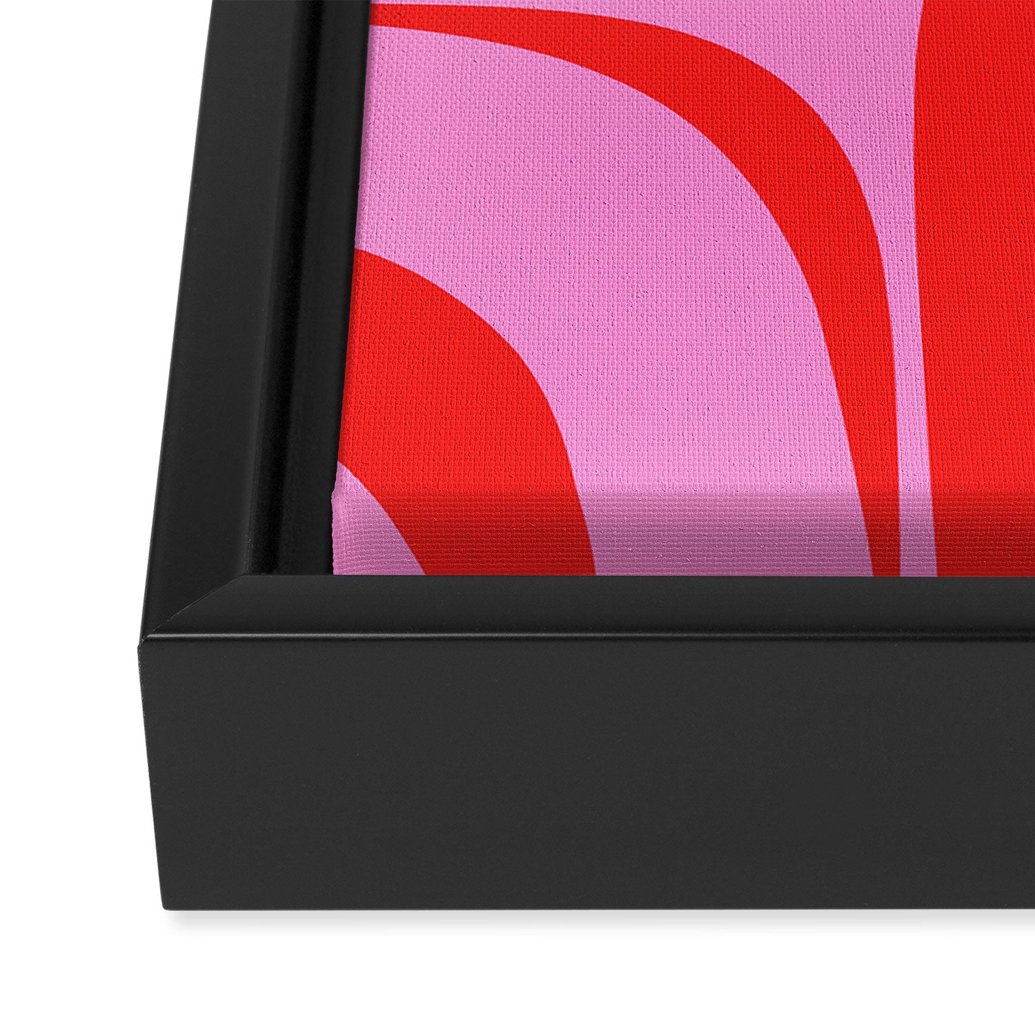 Retro Groove Abstract Pattern in Preppy Pink and Red Framed Canvas Print Gallery Image 3