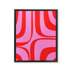 Retro Groove Abstract Pattern in Preppy Pink and Red Framed Canvas Print Gallery Image 6